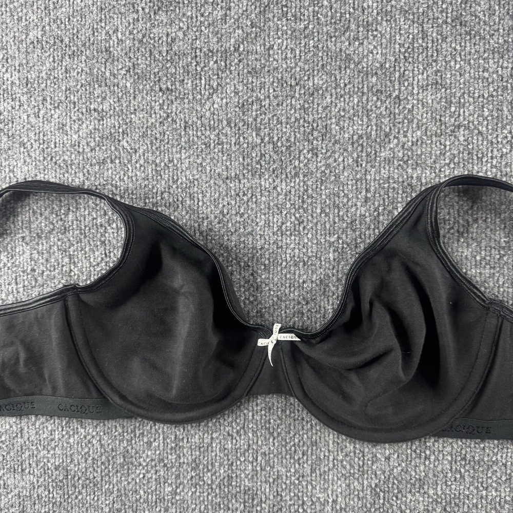 Cacique Balconette Bra Womens 36DDD Black Unlined Demi Underwire Cotton Knit